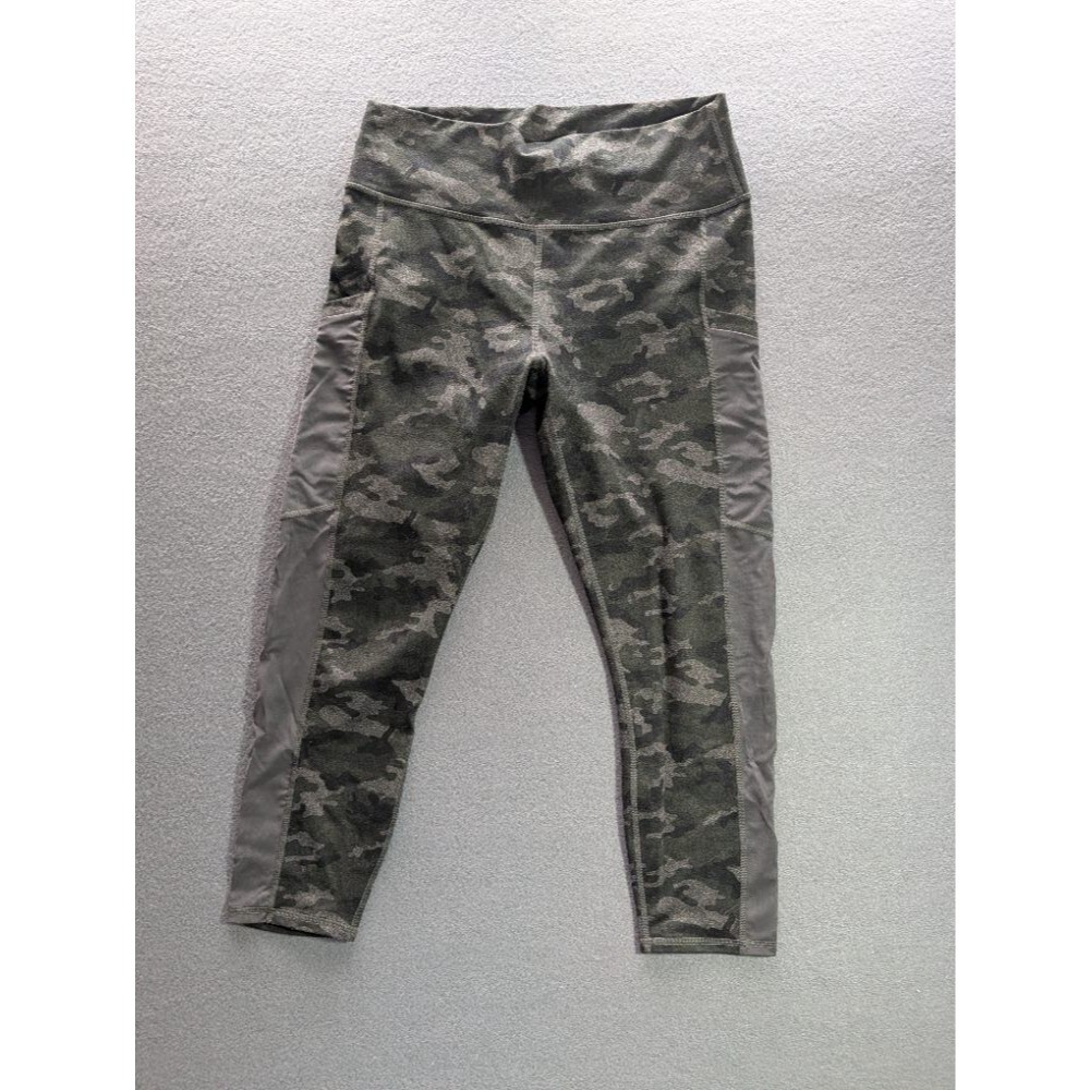 Fabletics Powerhold Workout Camo Leggings Green Womens Large Pockets High Rise